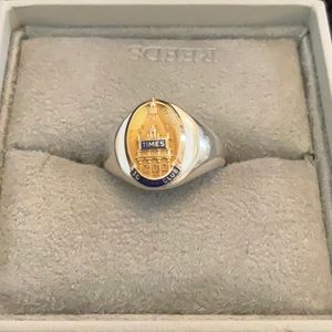 10K NY New York Times 30 Year Service Anniversary on Sterling Silver Signet Ring